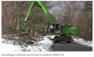 Sennebogen 718 clears trees after storm